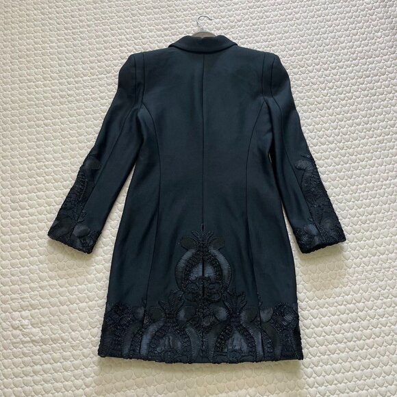 $759 NWOT Alexis Embroidered Women's Black Coat Size M - Picture 8 of 11